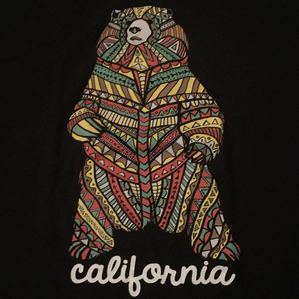 Bowery Black Aztec Pattern Bear California T-shirt